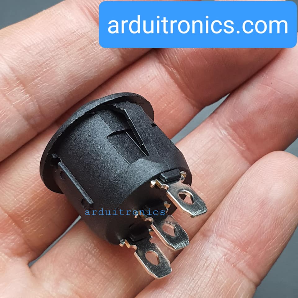 สวิตช์ไฟเปิด/ปิด KCD1 Rocker Switch Round 20mm 6A 250V 3 ขา On1/On2/Off - สีดำ