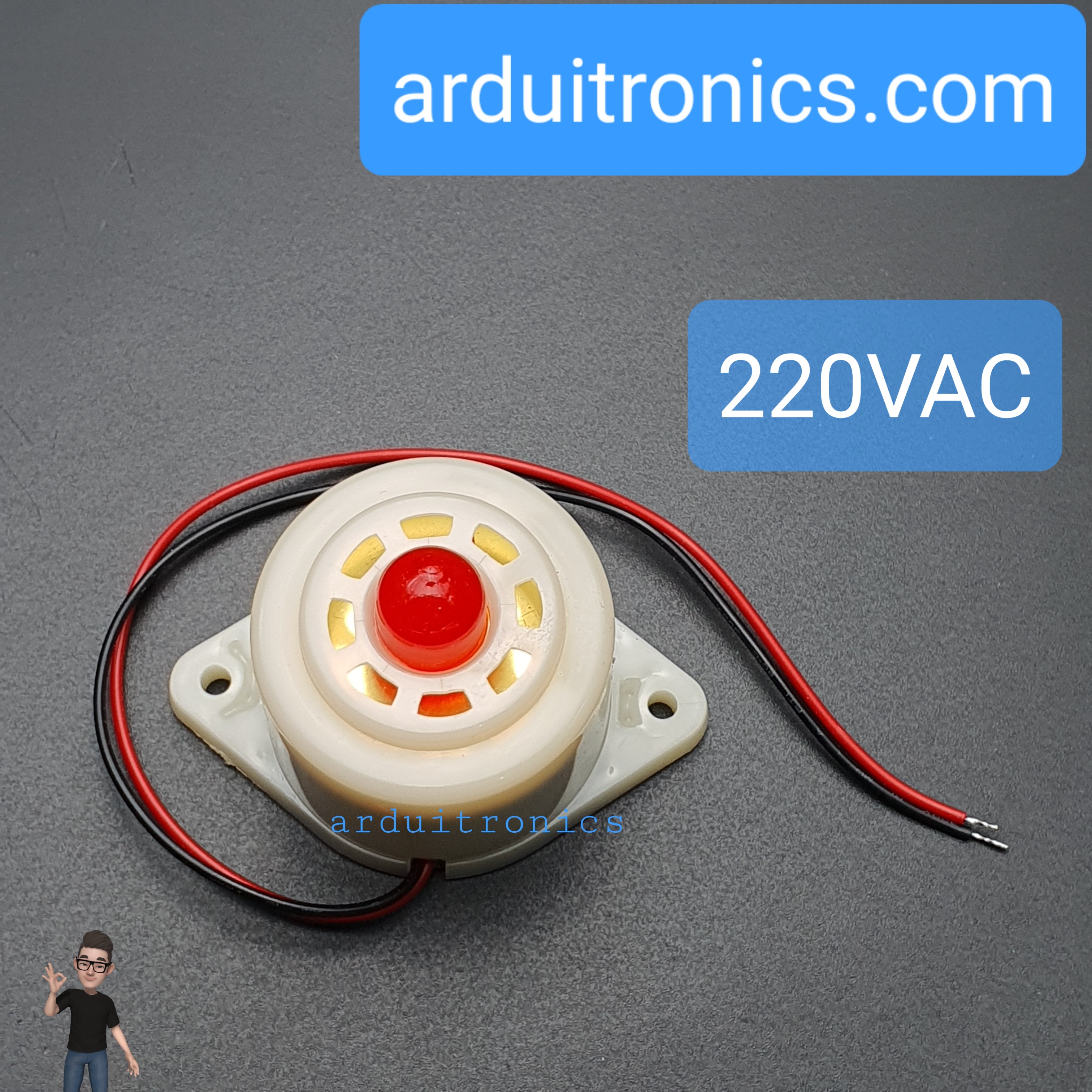 Buzzer 220VAC BJ-3 (LED แดง) สัญญาณเสียงเตื่อนภัย/กันขโมย
