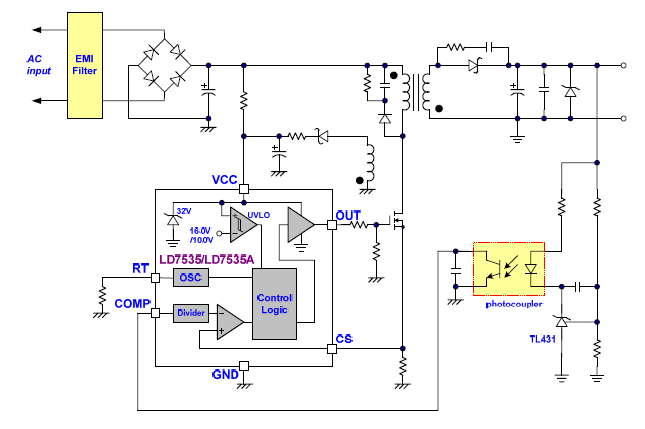 LD7535 (SOT23-6) PWM Flyback Controller แพ็ค 2 ตัว