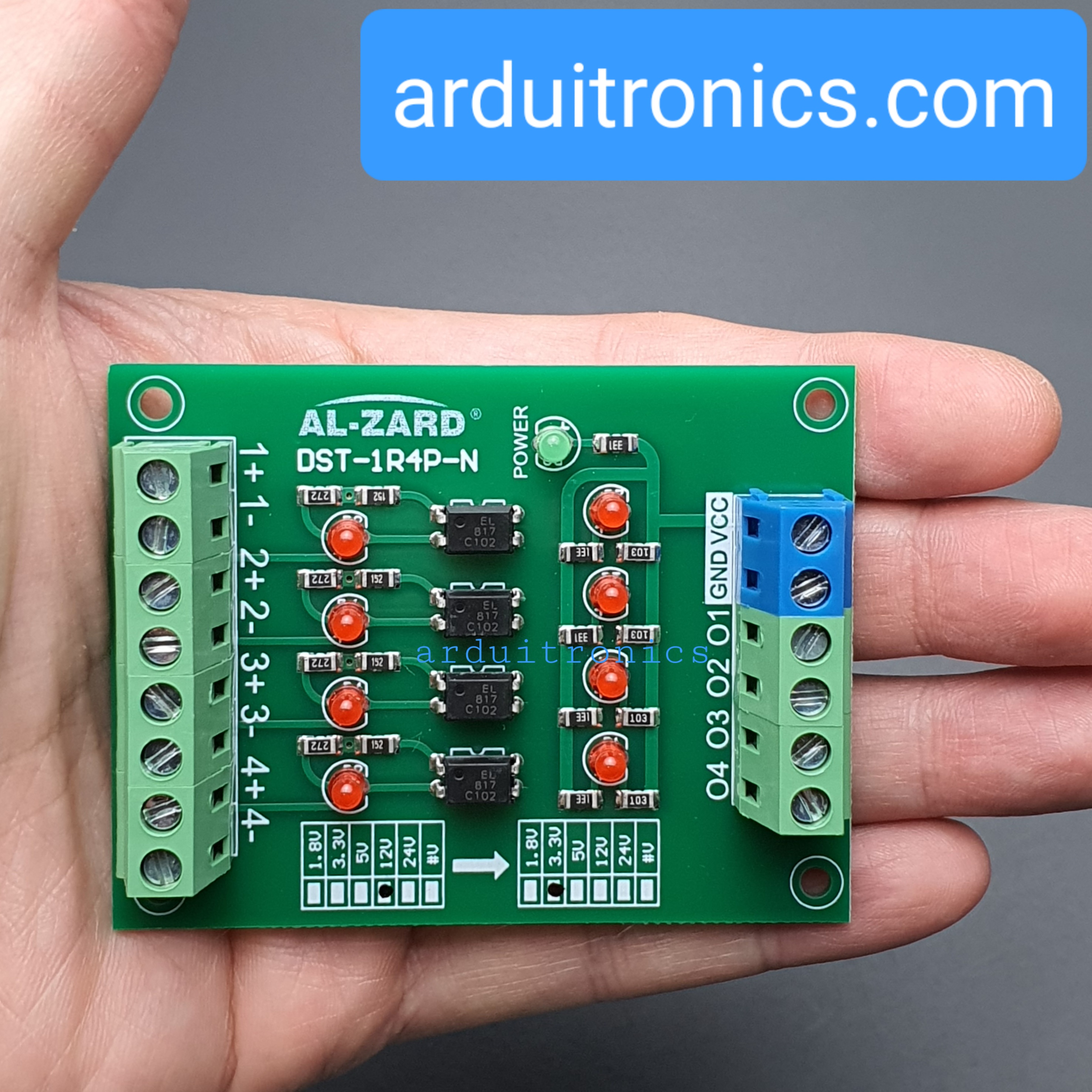 12V to 3.3V 4 Channel 12V - 3.3V Optocoupler Isolation Module PLC Signal Level Voltage Conversion Board