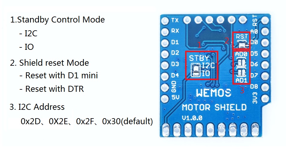 WeMos D1 Mini I2C Dual Motor Drive Shield (TB6612FNG V1.0)