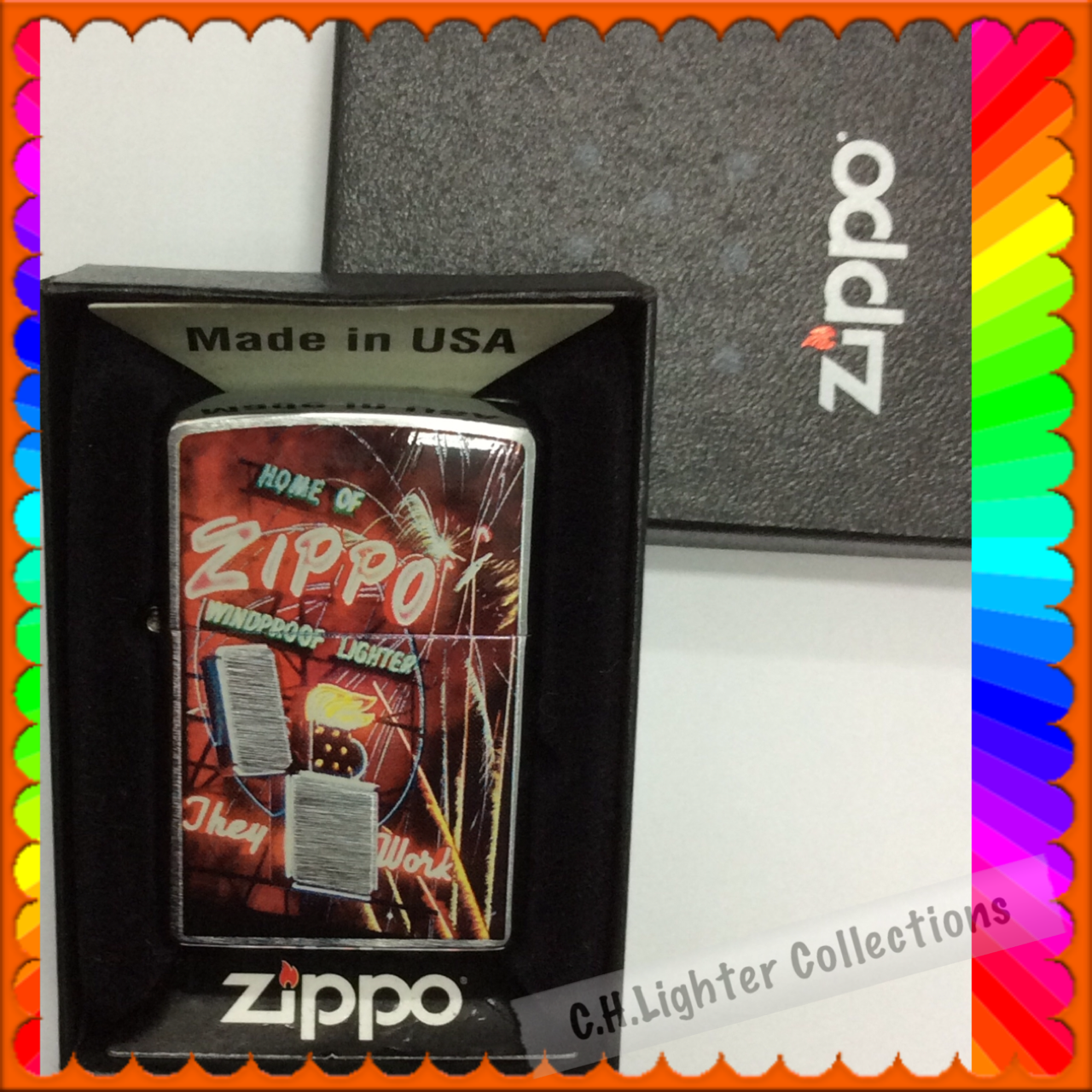 ไฟแช็ค zippo 24069 Neon Sign Brush Chrome
