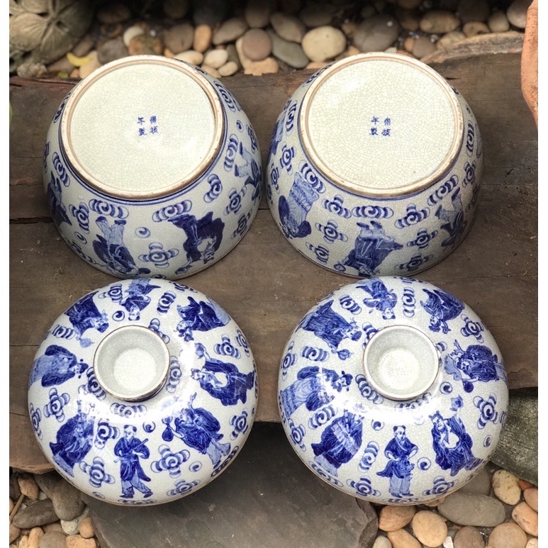 ชิ้นละ 2,890 บาท โถลายครามขอบทองเหลือง เขียนลายเทพแปดเซียน สวยสมบูรณ์ ขนาดปากกว้าง 8 นิ้ว สูง 8 นิ้ว