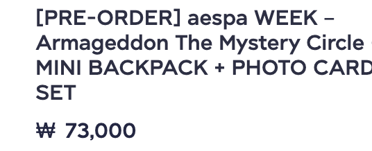 aespa - aespa WEEK – Armageddon : The Mystery Circle MD - Mini Backpack + photo card ระบุชื่อที่ต้องการ