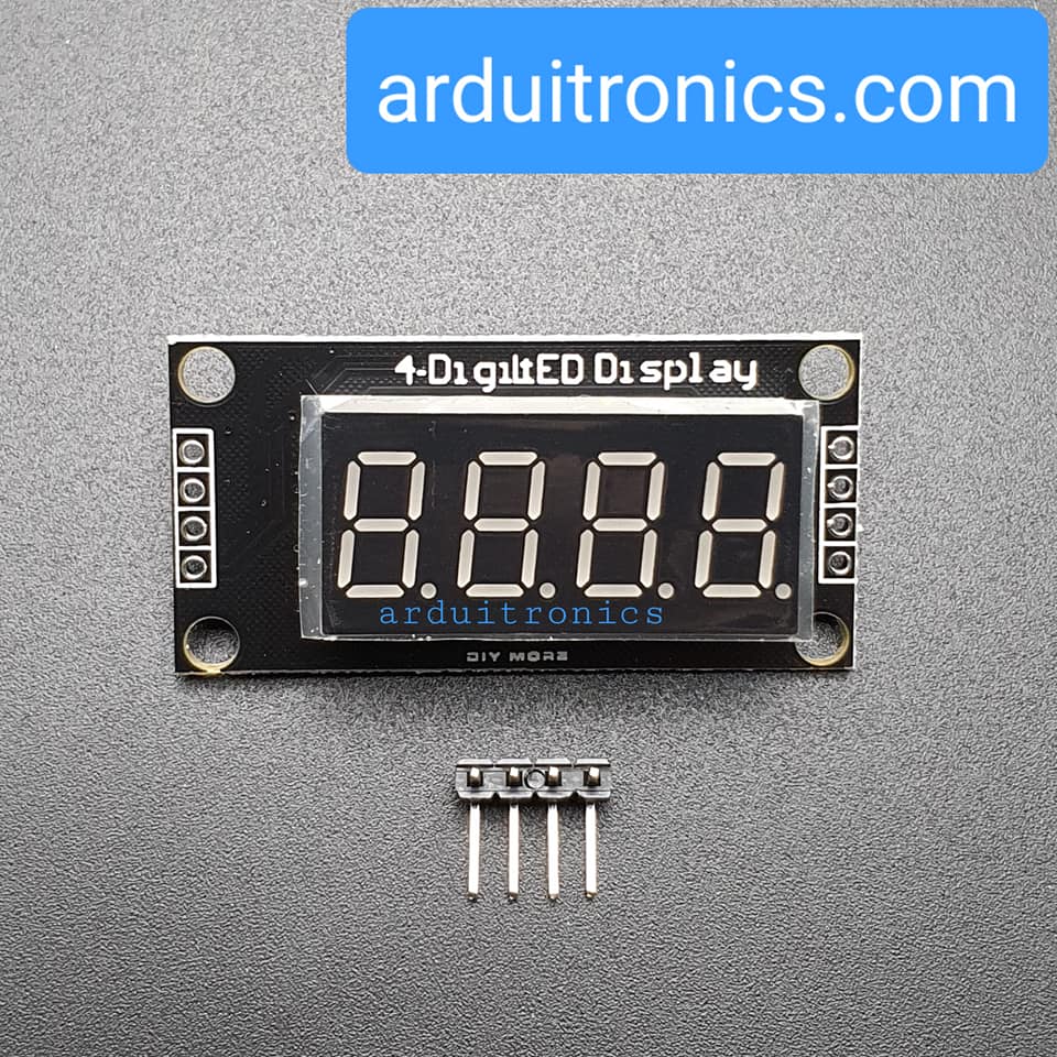 โมดูลแสดงค่าตัวเลข 4 หลัก สีเขียว 7 Segment 4 Digit TM1637 Module Size 0.36"