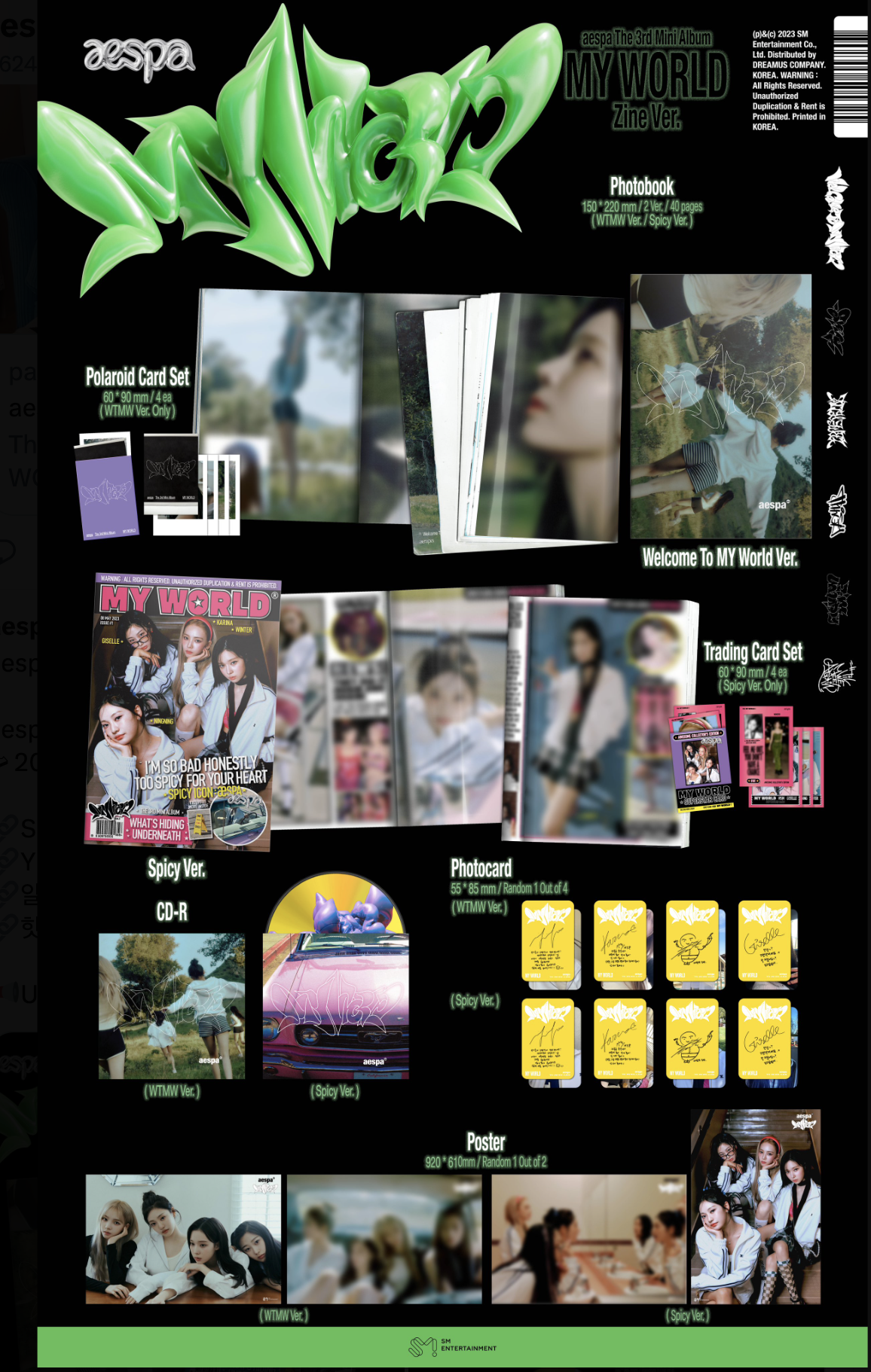 aespa -aespa The 3rd Mini Album [MY WORLD] หน้าปก Zine Ver. แบบ ครบ set ( Welcome to my world ver + spicy ver ) - ส่งเรือ