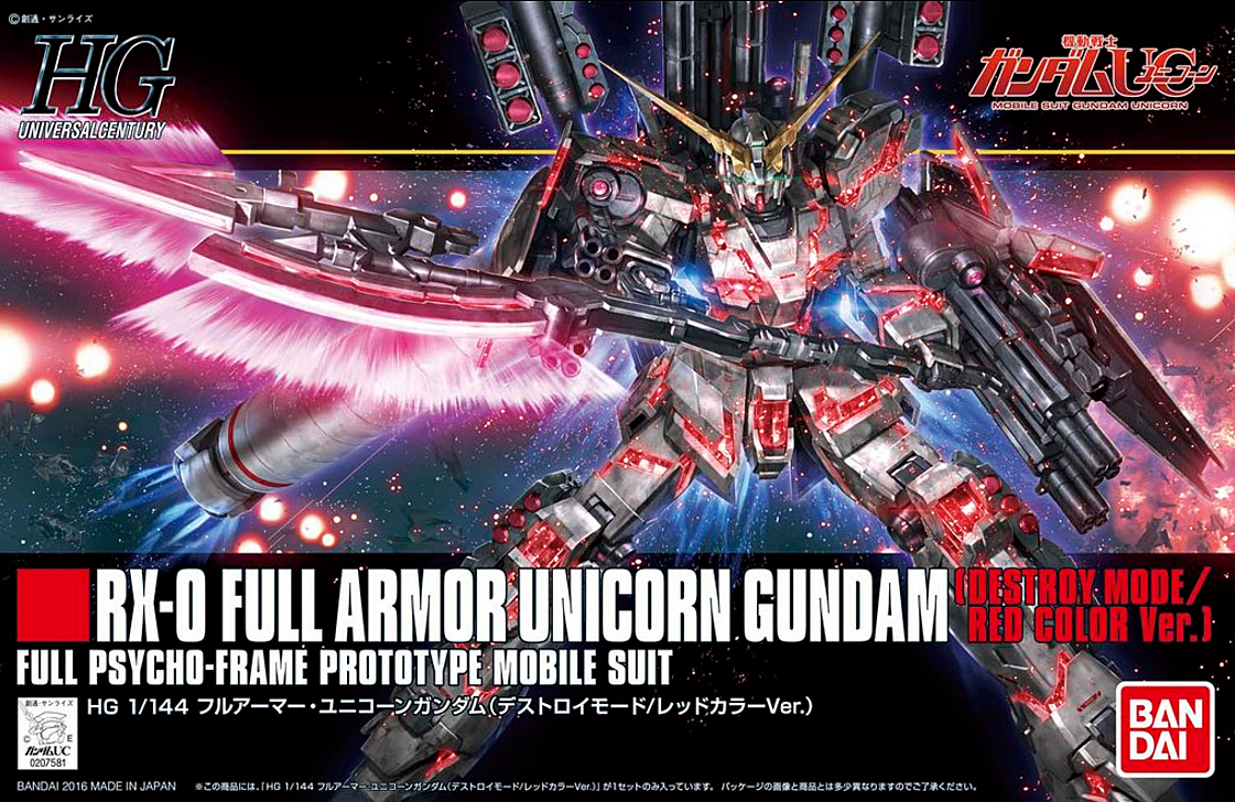 HGUC 1/144 RX-0 Full Armor Unicorn Gundam (Destroy Mode / Red Color Ver.)