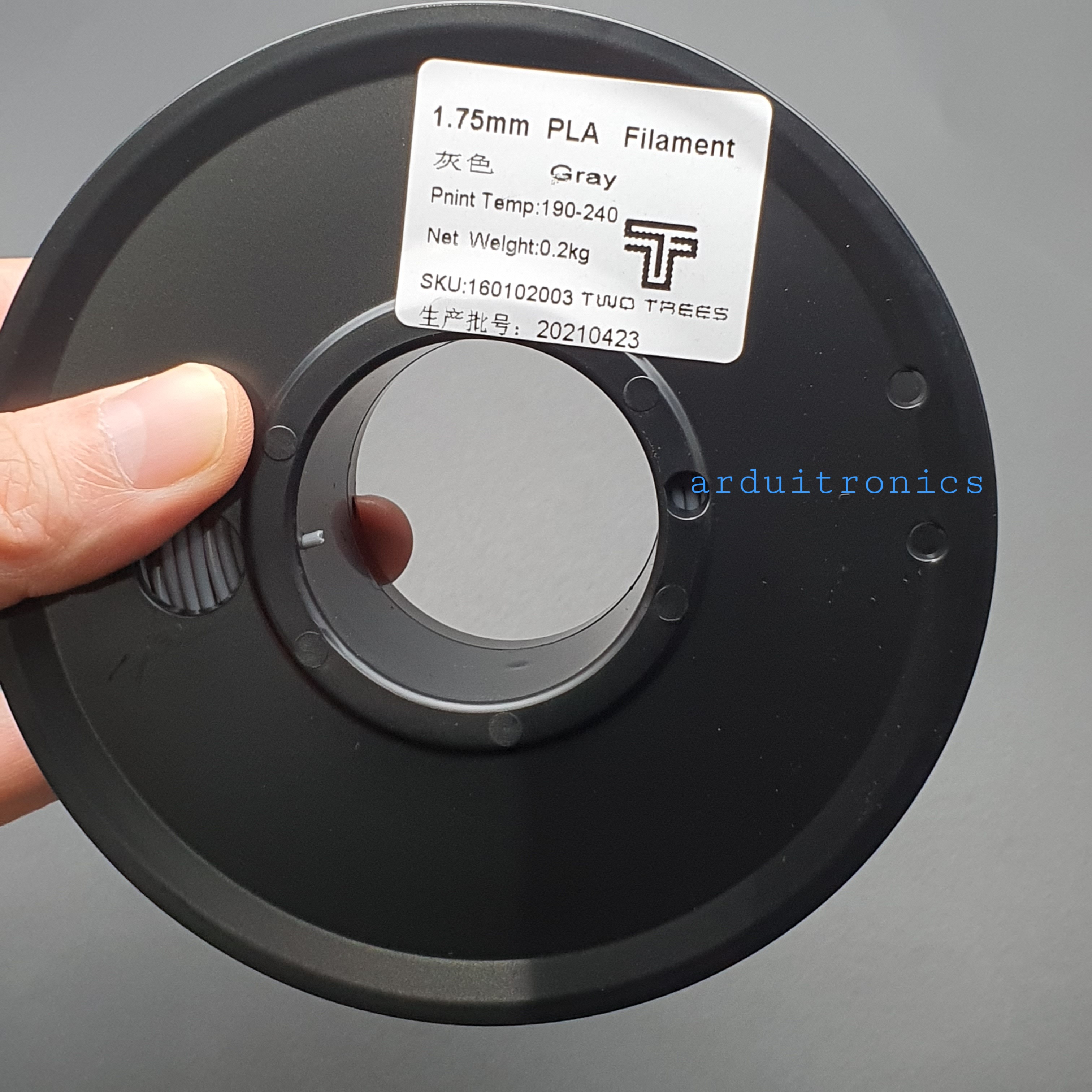 เส้นพลาสติก 3D Printer Filament PLA 1.75mm 0.20kg สีเทา