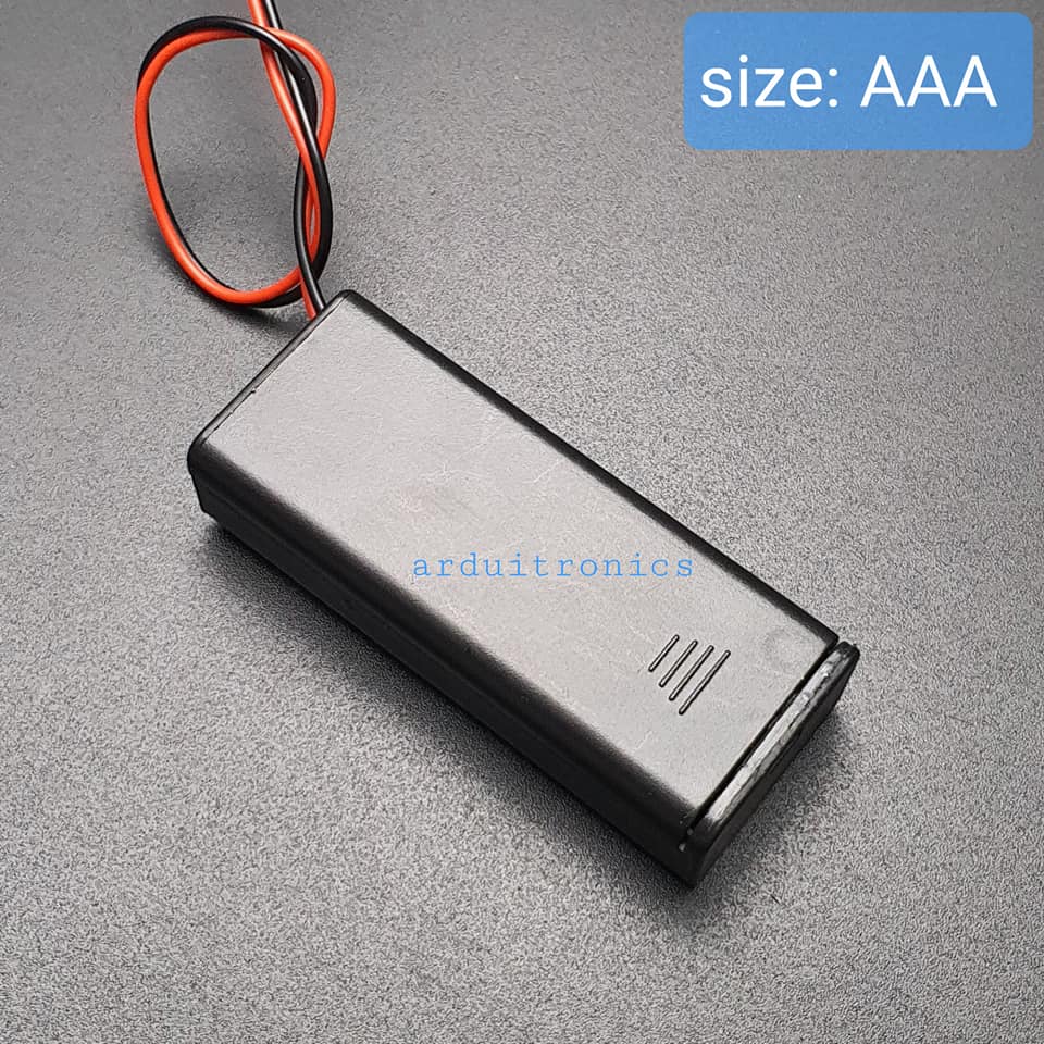 Battery Box รางถ่าน 2 ก้อน AAA 3V (ก้อนละ 1.5V) แบบมีฝาปิด และมีสวิทช์เปิดปิด