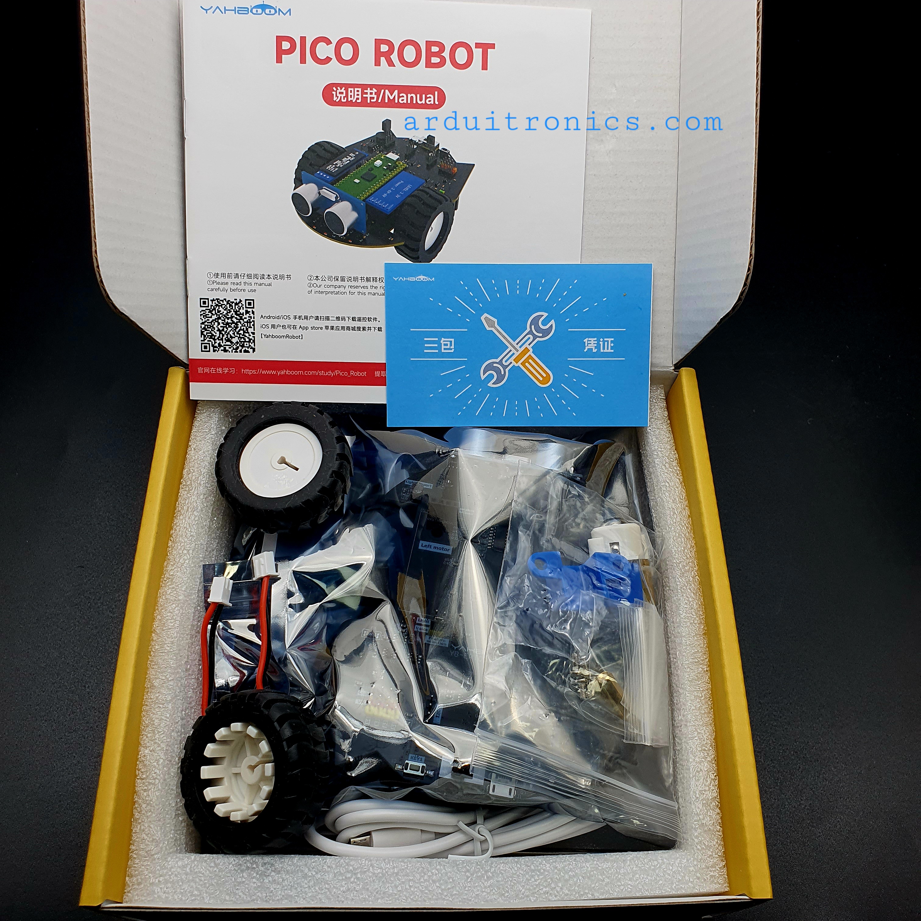 Intelligent Raspberry Pi Pico Car Kit microPython Education Robot Sensor Bluetooth APP