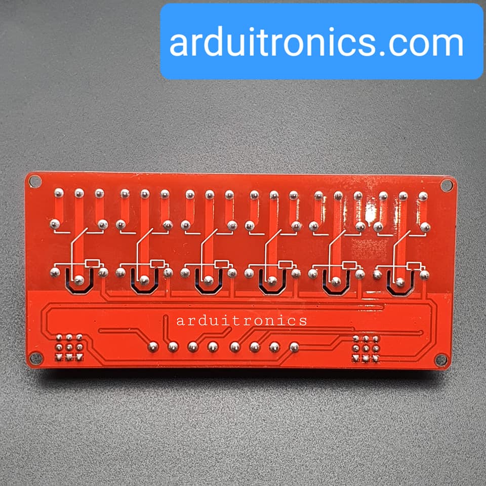 6 Channel Relay Module High/Low Level Trigger (12V) - Red PCB