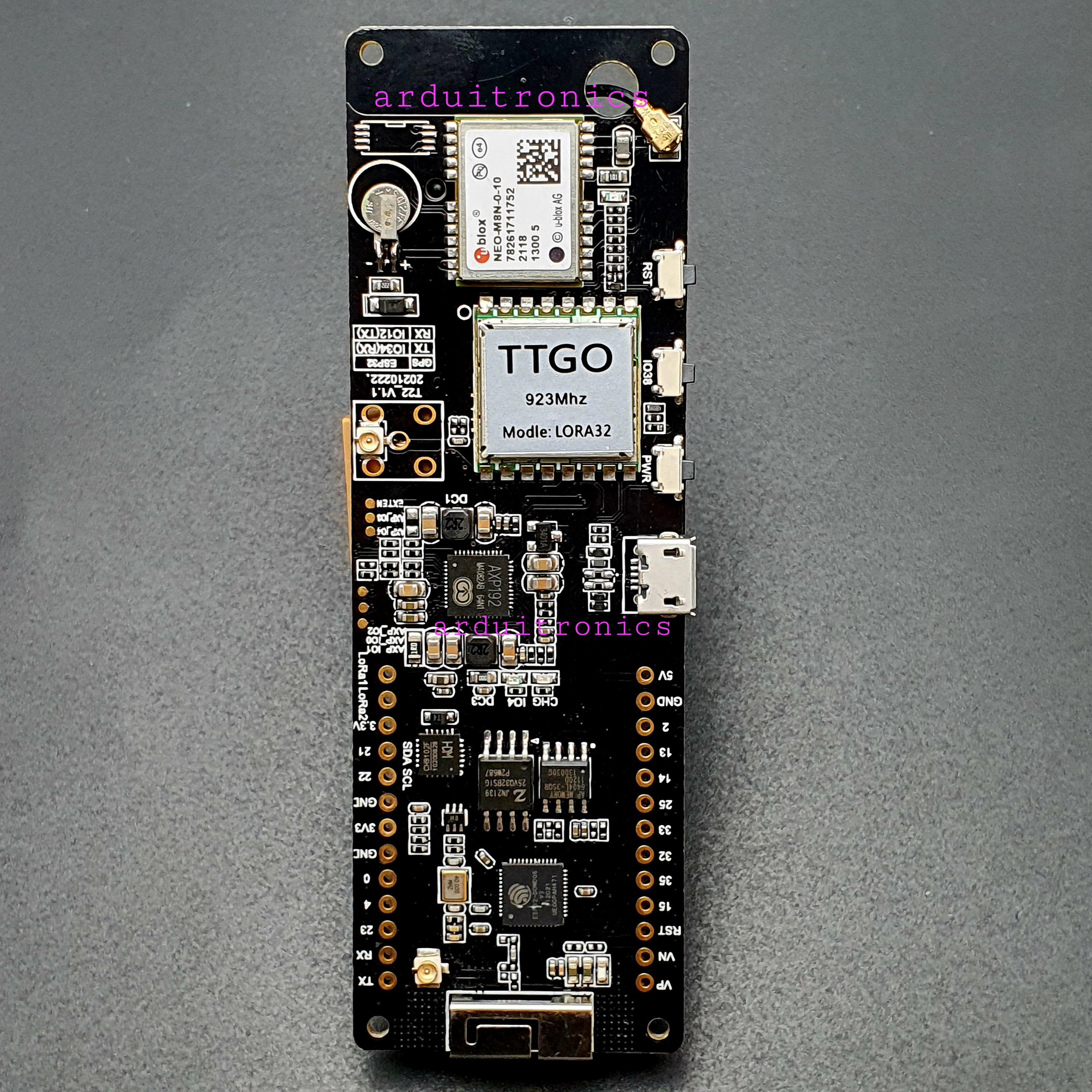 LILYGO TTGO T-Beam V1.0 (CH9102F) ESP32 Lora32 (923MHz) GPS (NEO-M8N) Bluetooth พร้อมรางถ่าน 18650