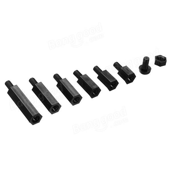 M3 Nylon Hex Spacers / Screw / Nut Stand-off (Black - 180 pcs) ชุดน๊อต หกเหลี่ยม