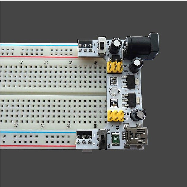 Breadboard Dedicated Power Module 2-Way 5V / 3.3V White PCB