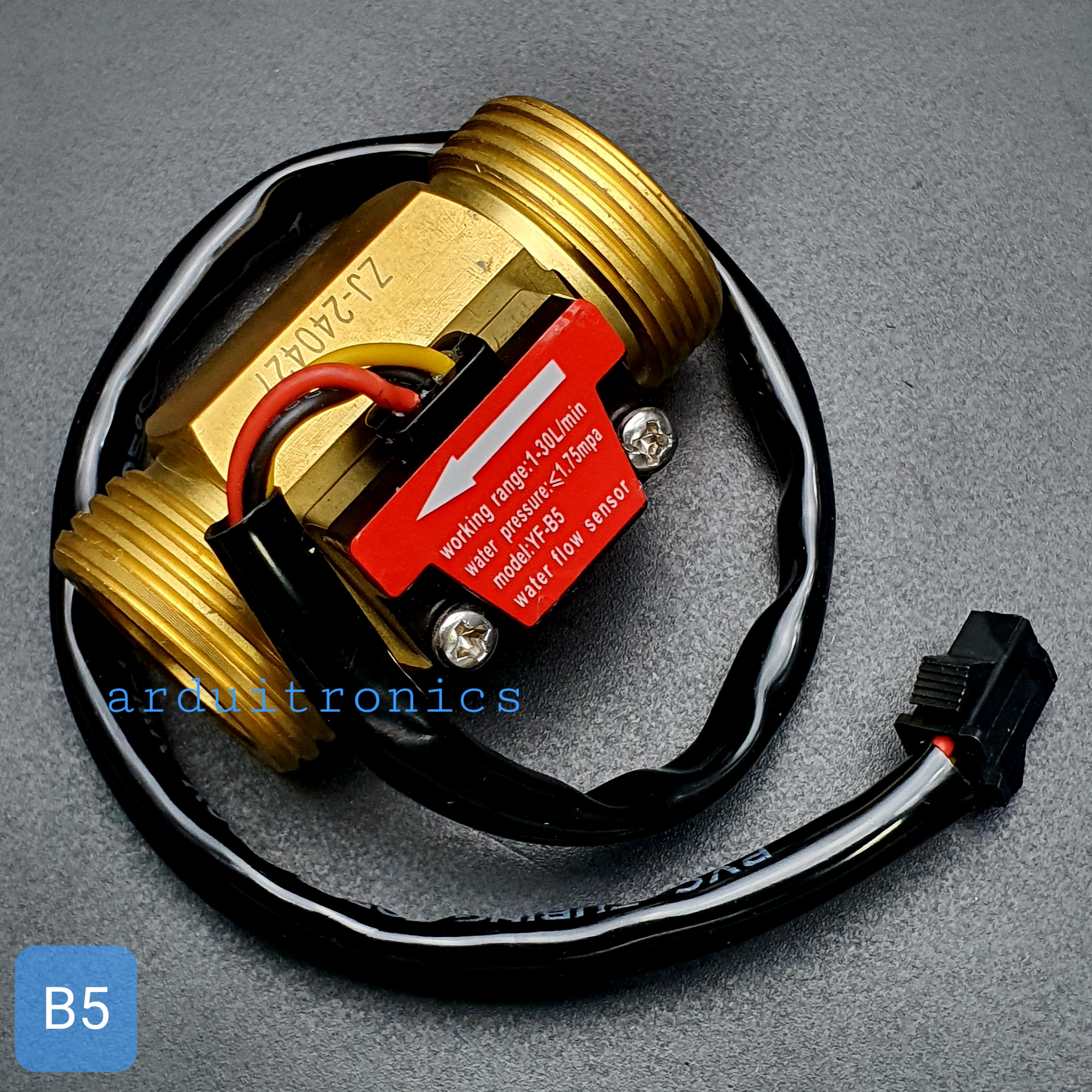 B5 เซ็นเซอร์วัดอัตราการไหลของน้ำ ทองแหลือง 3/4นิ้ว 6หุน Water Flow sensor 1-30L/min Size 50 mm