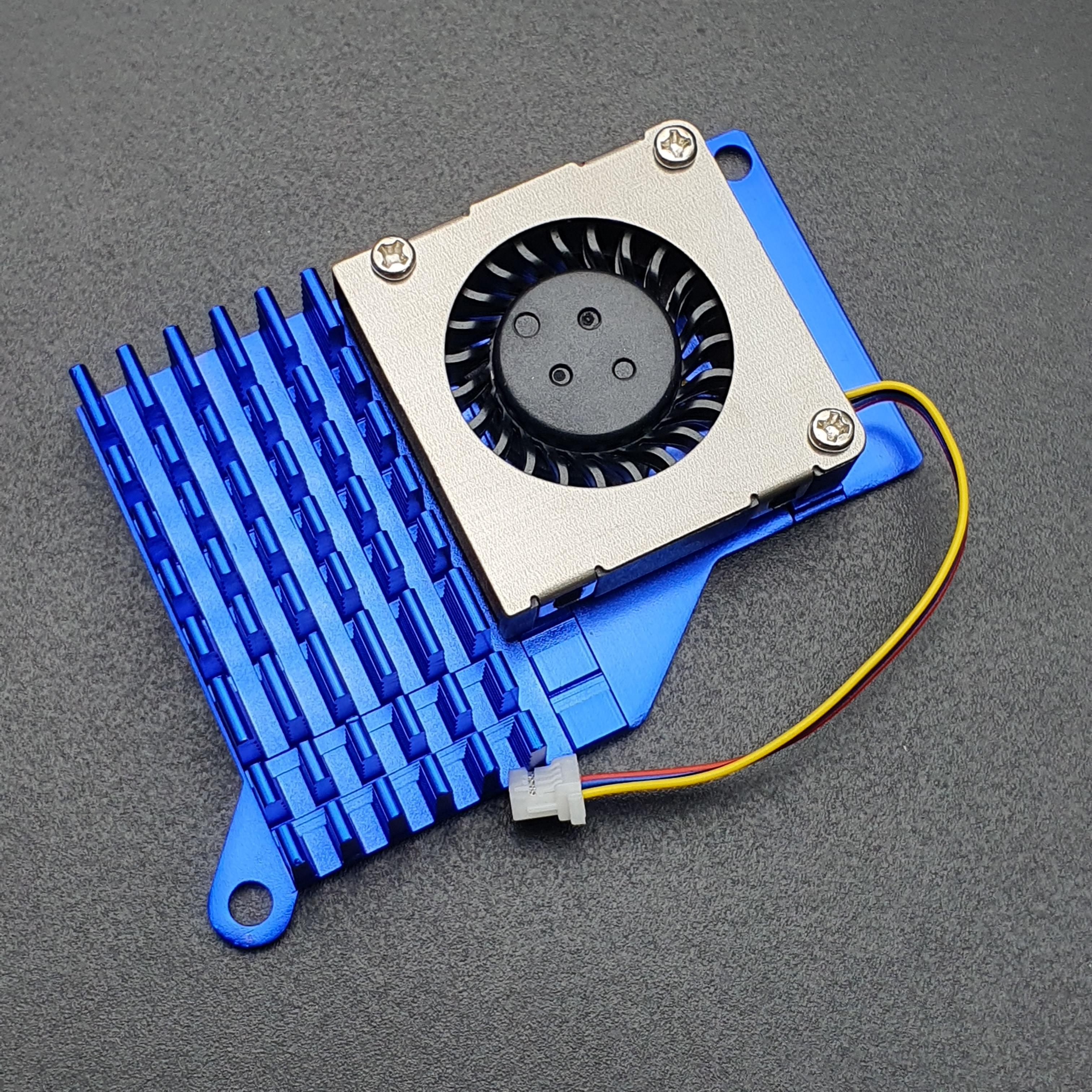 Raspberry Pi 5 Active Cooling Fan With Aluminum Radiator Heat Sink - สีน้ำเงินและพัดลมสีดำ
