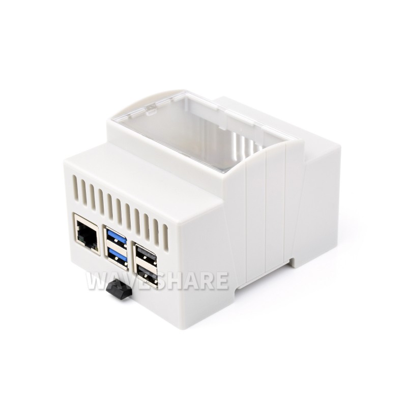 DIN Rail ABS Case for Raspberry Pi 5, Large Inner Space, Injection Moduling (แท้จาก Waveshare)
