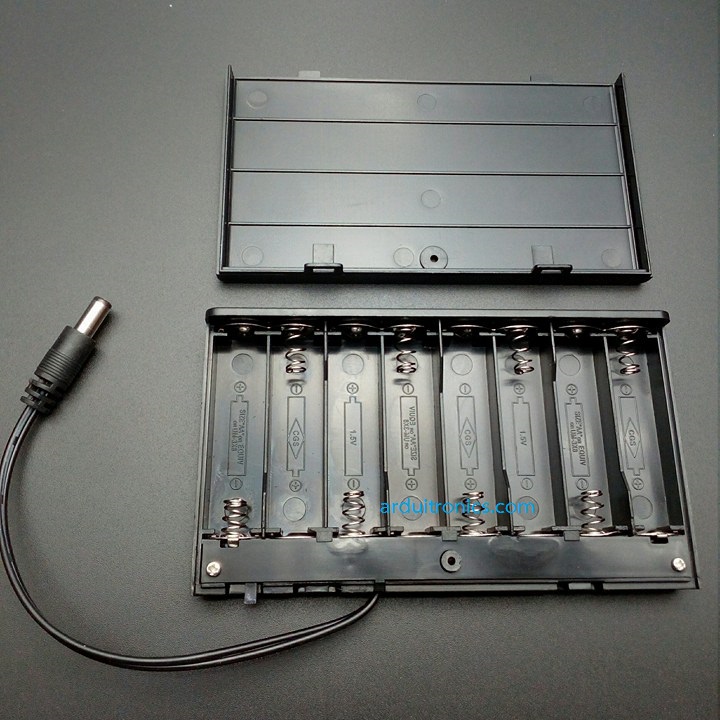 Battery Box รางถ่าน 8 ก้อน AA 12V (ก้อนละ 1.5V) 1 ด้าน แบบมีฝาปิด และมีสวิทช์เปิดปิด