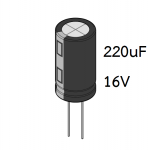 ตัวเก็บประจุ 220uF 16V ขนาด 6x7mm (pack ละ 10 ตัว)
