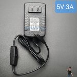 micro USB Power Supply Adapter 5V 3A แบบมี switch ON/OFF (ปลั๊กหัวแบน)