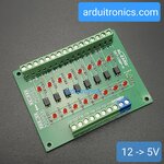12V to 5V 8 Channel 12V - 5V Optocoupler Isolation Module PLC Signal Level Voltage Conversion Board
