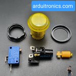 ปุ่มกดตู้เกม สวิตช์กดติดปล่อยดับขนาด 33mm พร้อมไฟ LED สีเหลือง