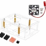 Raspberry Pi 5 Acrylic Case สีใส + cooling fan + copper-aluminum heat sink