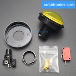 ปุ่มกดตู้เกม สวิตช์กดติดปล่อยดับขนาดใหญ่ 60mm พร้อมไฟ LED สีเหลือง