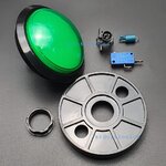 ปุ่มกดตู้เกม สวิตช์กดติดปล่อยดับขนาดใหญ่ 100mm พร้อมไฟ LED สีเขียว