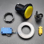 ปุ่มกดตู้เกม สวิตช์กดติดปล่อยดับขนาดใหญ่ 46mm พร้อมไฟ LED สีเหลือง