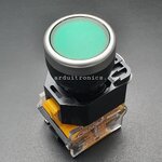 LA38-11T สวิตซ์ ปุ่มกด สำหรับตู้คอนโทรล Industrial Push Button Reset กดติดปล่อยดับ อัตโนมัติรีเซ็ต NO/NC 22mm 220V 10A สีเขียว