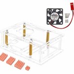 Raspberry Pi 5 Acrylic Case สีใส + cooling fan + pure copper heat sink
