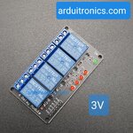 3V 4 Channel Relay Low-Level Trigger Relay Module (with LED - PCB สีดำ มีช่องสกรูให้ยึด)