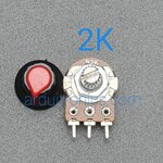 ตัวต้านทานปรับค่าได้พร้อมจุกหมุน 2K Ohm (พร้อมแหวนรอง)