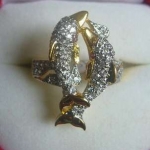 แหวนเพชรสวิส ปลาโลมาคู่ เพชร cz คิวบิคซิโคเนีย