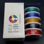 สายไฟ 5 สี สายไฟอ่อนเส้นเดี่ยว UL1007 สายไฟลวดทองแดงชุบดีบุก 30AWG ความยาวม้วนละ 20 เมตร ( สี แดง ดำ เหลือง น้ำเงิน เขียว )