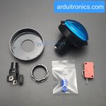 ปุ่มกดตู้เกม สวิตช์กดติดปล่อยดับขนาดใหญ่ 60mm พร้อมไฟ LED สีฟ้า/น้ำเงิน