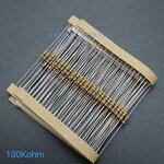Resistor 100K Ohm 1/4W 5% แพ็คละ 100 ตัว