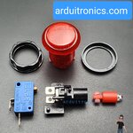 ปุ่มกดตู้เกม สวิตช์กดติดปล่อยดับขนาด 33mm พร้อมไฟ LED สีแดง