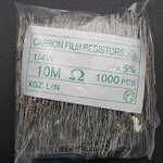 Resistor 10M Ohm (1/4 W +-5%) แพ็คละ 1000 ตัว