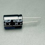 ตัวเก็บประจุ ตัวเก็บประจุแบบมีขั้ว Capacitor 4700uF 25V Size 16x25mm ตัวเก็บประจุแบบมีขั้ว (1 ตัว)