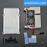 Aluminium Case for Raspberry Pi 4 with Dual Fan (Silver) - สีเงิน