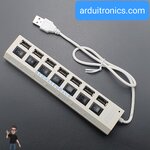 7 Ports USB Hub High-speed USB2.0 Individual LED Power Switches ( White )