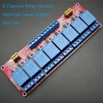 24V 8 Channel Relay High/Low Level Trigger Relay Module (Red PCB)
