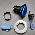 ปุ่มกดตู้เกม สวิตช์กดติดปล่อยดับขนาดใหญ่ 46mm พร้อมไฟ LED สีน้ำเงิน