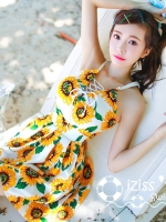 ***พรีออเดอร์***บิกินี่ชุดว่ายน้ำวันพีซ one-piece สีขาวเหลืองพิมพ์ลายดอกทานตะวัน เล่นดีเทล sexy เล็กๆ ช่วงร้อยเชือกสลับผูกเป็นโบว์ น่ารักไม่โป๊ สดใสรับลมทะเลสวยเหมือนแบบค่ะ