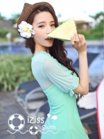 **พร้อมส่ง**บิกินี่ชุดว่ายน้ำวันพีซ one-piece สีเขียวมินต์ แขนตุ้กตา เล่นดีเทล sexy เล็กๆ ซีทรูช่วงเนินอกและแขน น่ารักไม่โป๊ สดใสรับลมทะเลสวยเหมือนแบบค่ะ