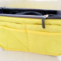 Bag in Bag Dual จัดระเบียบกระเป๋ารุ่น 2 ซิบ ขยายข้าง - สีเหลือง