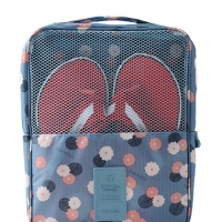 Pre-Order Diniwell Travel Pattern Shoes Pouch กระเป๋าใส่รองเท้าแบบ 3 คู่ - Daisy Mint