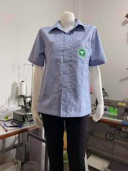 เสื้อกราวน์ฟ้าขาว แบบตรวจการ ปักกระทรวงสาธารณสุข ผู้ชาย